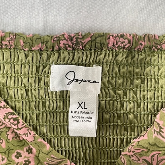 Japna Womens Olive/Pink Floral Print Puff Sleeve Dress - Size XL - Picture 4 of 9